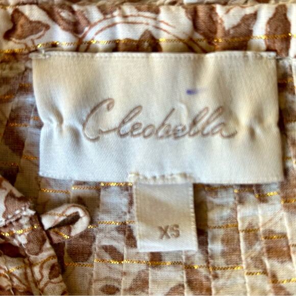 Cleobella cotton floral and gold thread yoke neck blouse sz xs - Picture 6 of 8